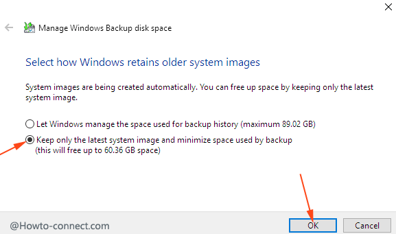 select how windows retains older system image