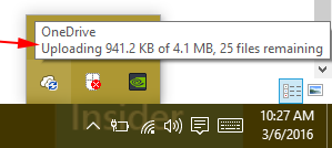 onedrive uploading files system tray