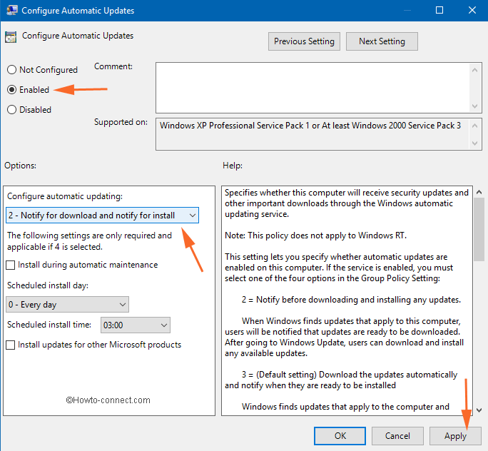 configure automatic update editor enabled apply
