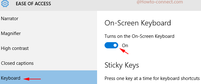 turn on on-screen keyboard