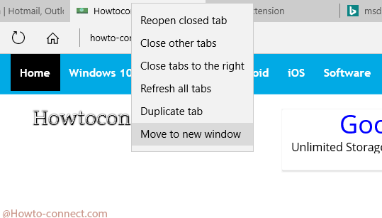 Move to New Window in Edge Browser from a Tab