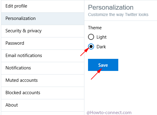 Personalization dark save twitter app