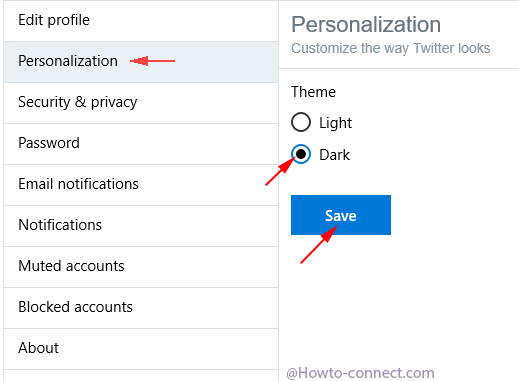 Personalization dark save twitter app