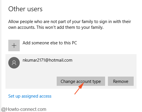 change account type button other users