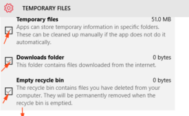 temporary files download folder empty recycle bin remove button