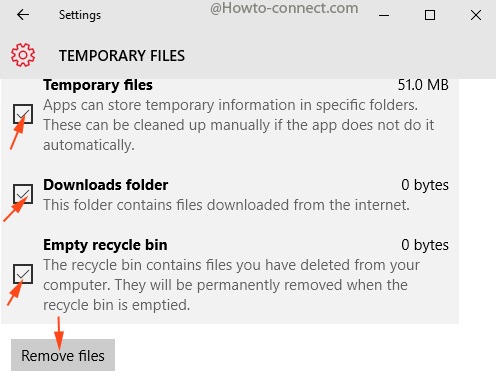 temporary files download folder empty recycle bin remove button