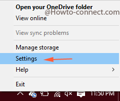 OneDrive settings right click