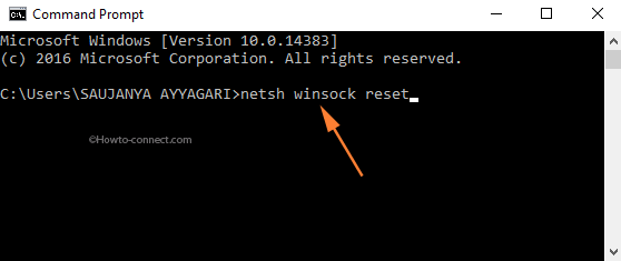 netsh winsock reset Command Prompt