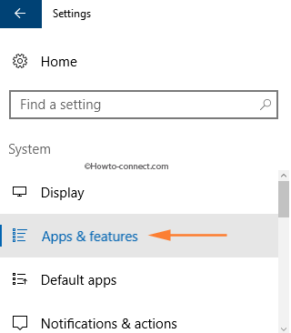 Apps & features Windows 10 System settings