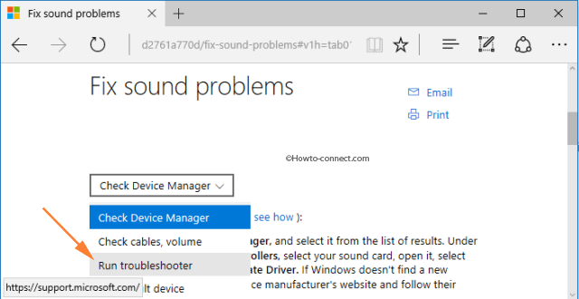 Fix sound problems Run as troubleshooter