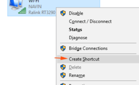 create shortcut right click context menu wifi adapter