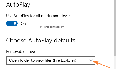Removable drive AutoPlay defaults dropdown menu