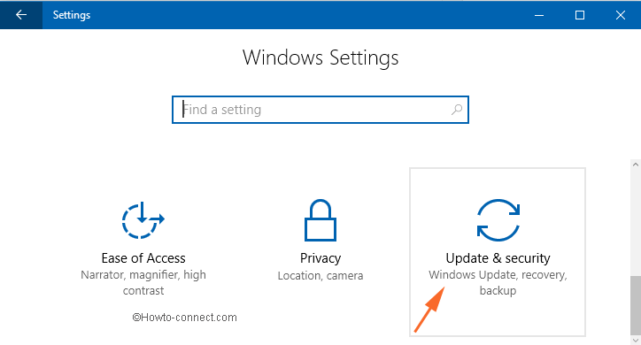 update & security settings application