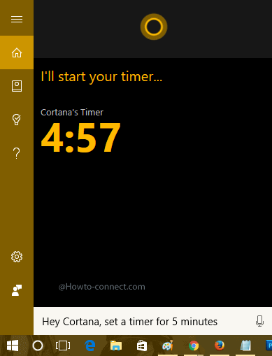 Commands To Set a Timer Via Cortana in Windows 10