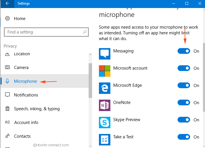 microphone apps list to access permission