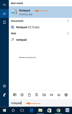 Notepad Cortana search