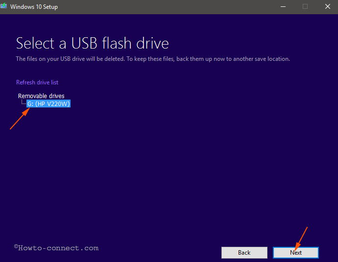 select a usb flash drive removable drive list