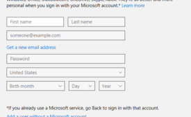 let's create account pop up add a user without a microsoft account link