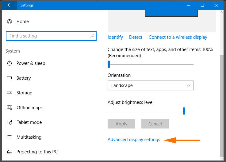 advanced display settings link system settings