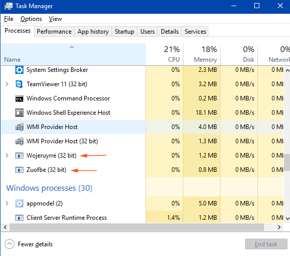 virus files processes task manager