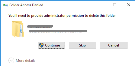folder access denied you will need to provide administrator permission to delete this file