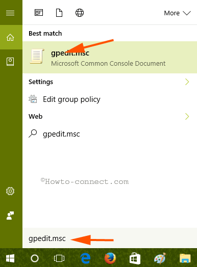 gpedit.ms in start sarch windows 10