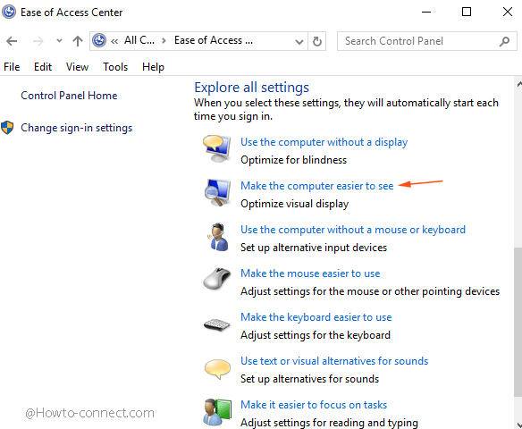 make the computer easier to use ease of access center