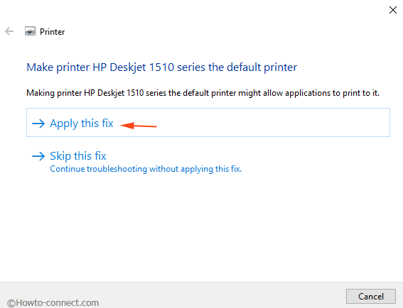apply this fix hp deskjet 1510 series the default printer