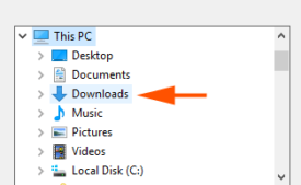 downloads select the target of the shortcut below