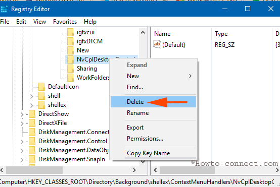 NvCplDesktopContext delete registry editor