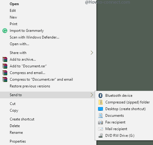 Extended Menu of Send to in Windows 10