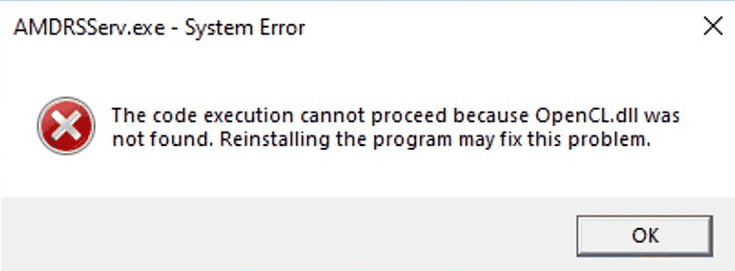 AMDRSServ.exe System Error