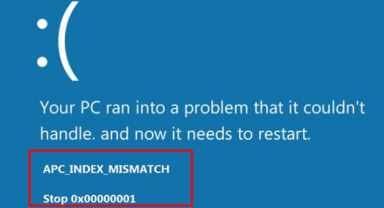 APC_INDEX_MISMATCH with BSOD Image 1