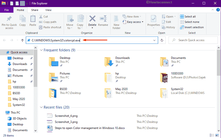 Access Color Management via File Explorer