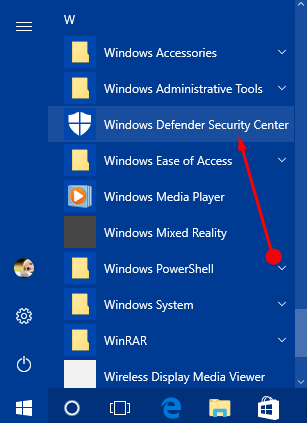 Access Windows Defender Security Center on Windows 10 Pics 5