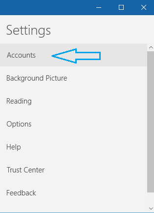 Accounts option under Mail app settings