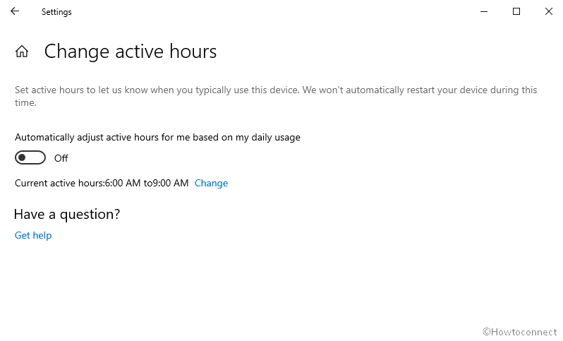 Active hours - Windows 10 1903