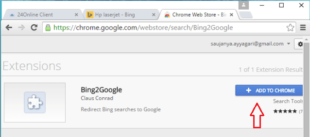 Add Bing2Google extension to Chrome