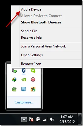 add bluetooth device in windows operating