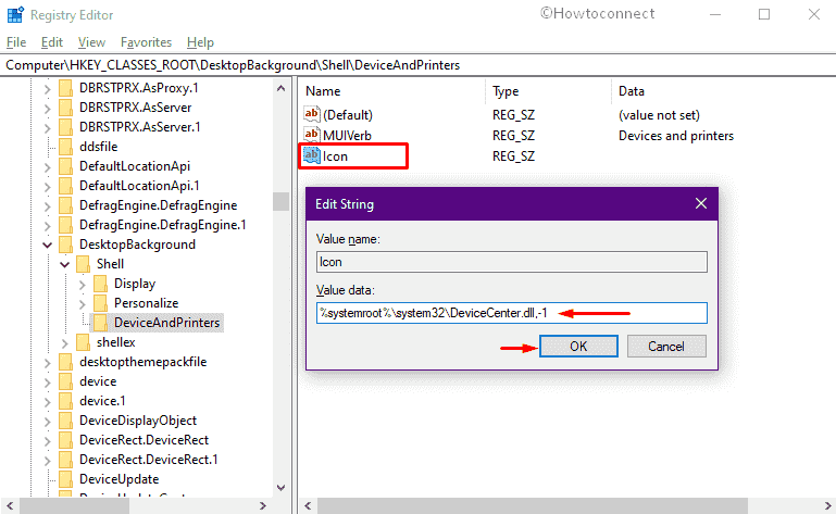 create Icon string value and modify the same