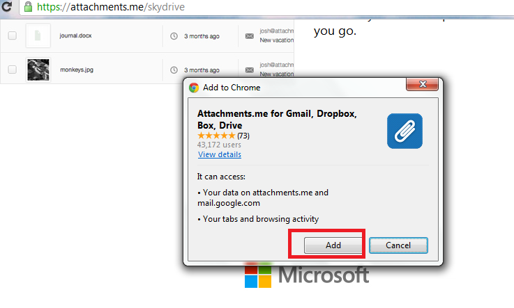 add skyDrive chrome extension-1