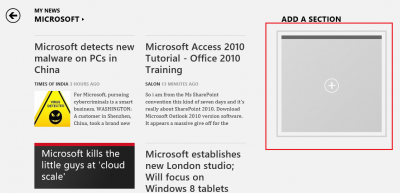 add a section in windows 8 news app