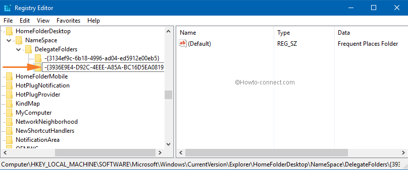 Add minus sign Frequent Places Folder string