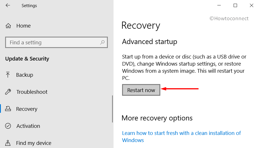 Advanced Startup to get into Recovery options Pic 4
