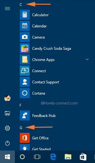 All Apps of Start Menu in Windows 10