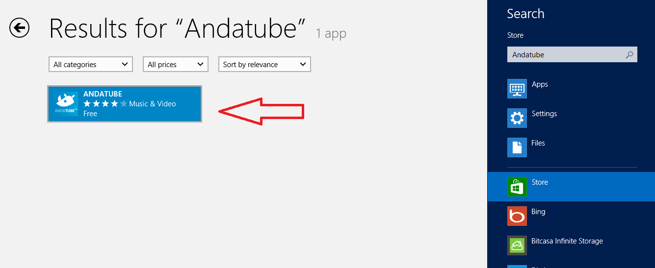 andatube app search for windows store