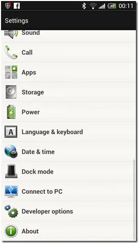 android settings page image