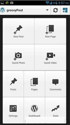 android wordpress app options page image