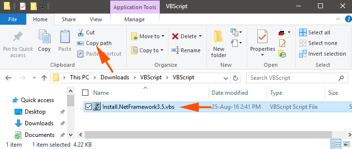 Automate .Net Framework 3.5 installation on Windows 10 step1