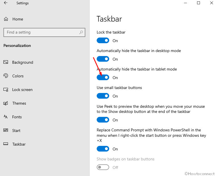 Automatically hide the taskbar in tablet mode
